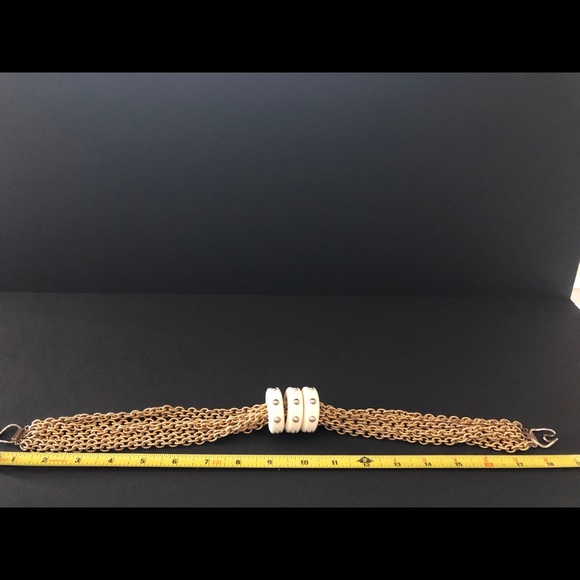 RJ Graziano Fashionista Statement Necklace Gold Tone Multi-Strand Lucite Rings - Picture 6 of 10